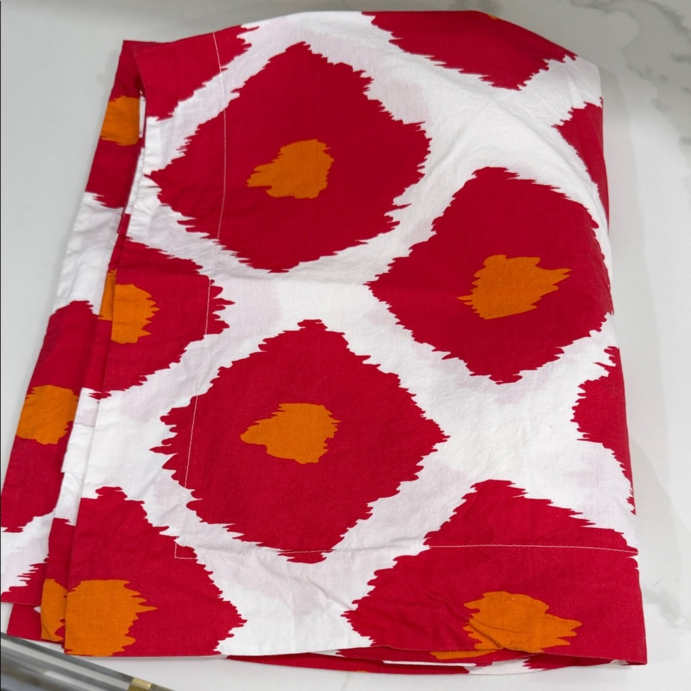 Pottery Barn orange ,red and white ikat print standard pillowcase envelope style